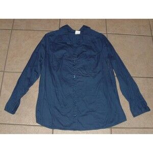 Blue Plus Sz 1X (16) Casual or Dress Button Up Stretchy Cotton Long Sleeve Shirt